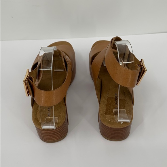 Kelsi Dagger Dunes platform sandal brown leather ankle strap wide shoe new 9 - Picture 5 of 6